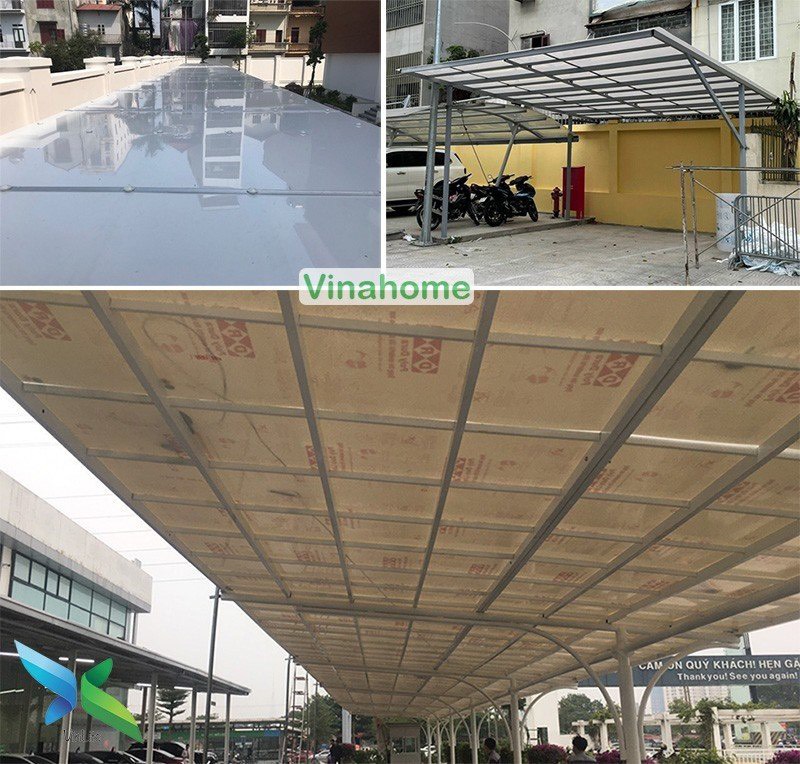 Mái nhà xe công an quận Hà Đông
