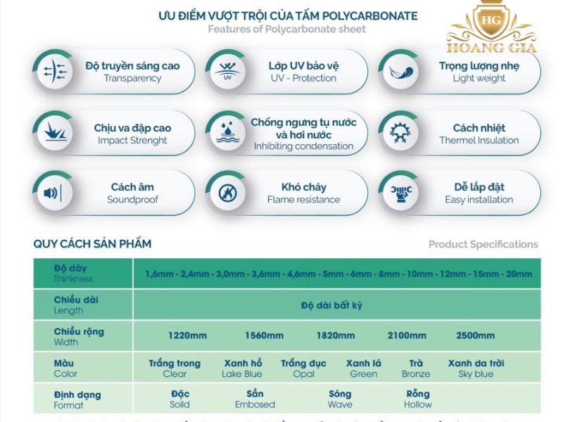 Ưu điểm tấm nhựa Poly